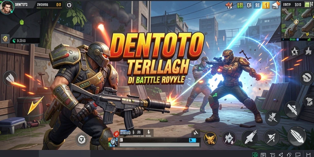 Gameplay seru DENTOTO dengan aksi Battle Royale yang intens.