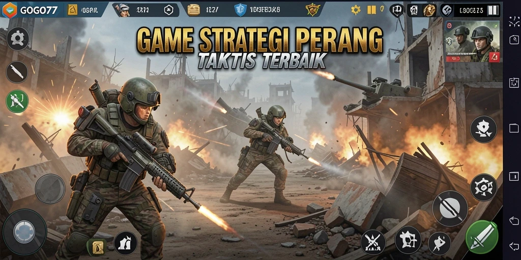 Screenshot GOGO77 menampilkan pertempuran strategis yang intens.