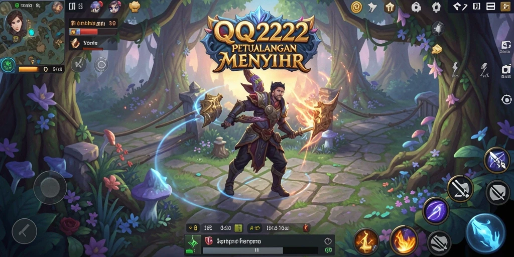 Screenshot menampilkan pertarungan epik di dunia RPG QQ222.