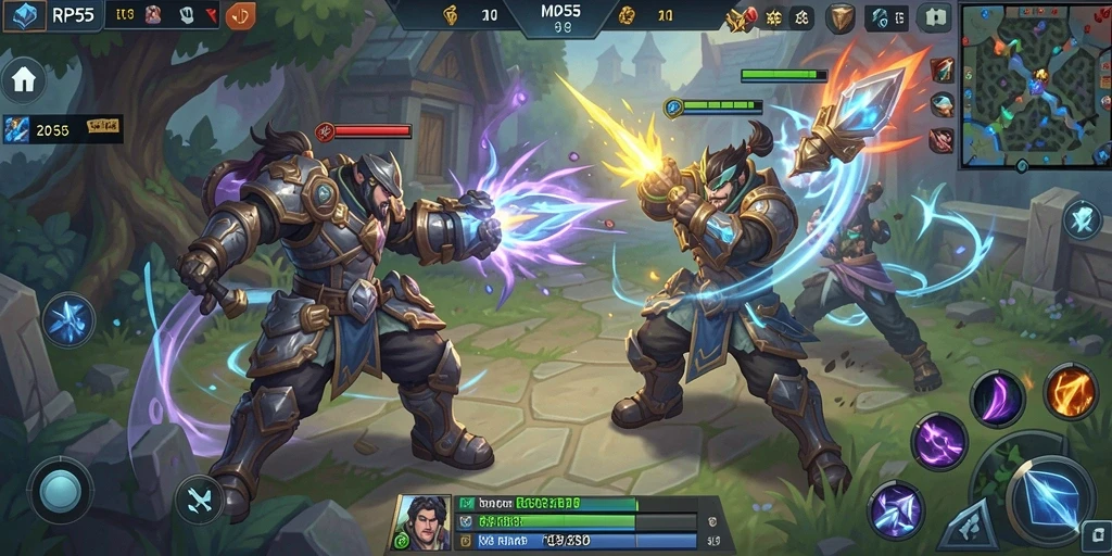 Gameplay seru RP55 dengan pertarungan tim yang intens.
