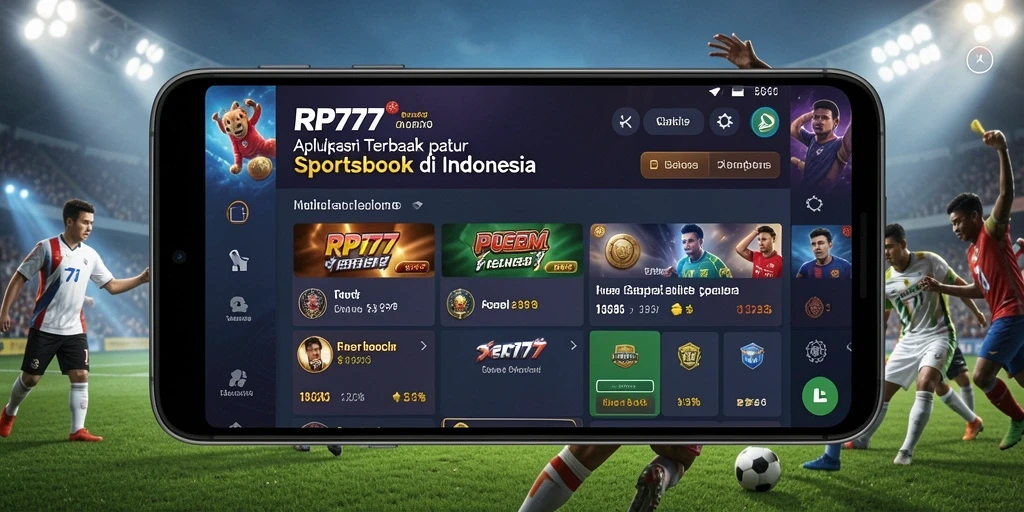 Tampilan antarmuka aplikasi RP777 yang jelas dan menarik untuk Sportsbook.