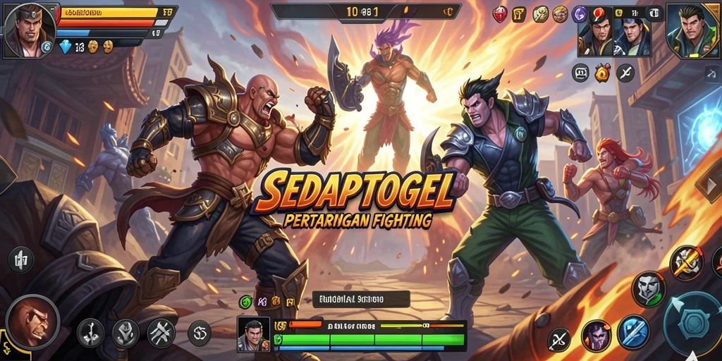 Tampilan seru pertarungan dalam SEDAPTOGEL dengan karakter yang kuat.