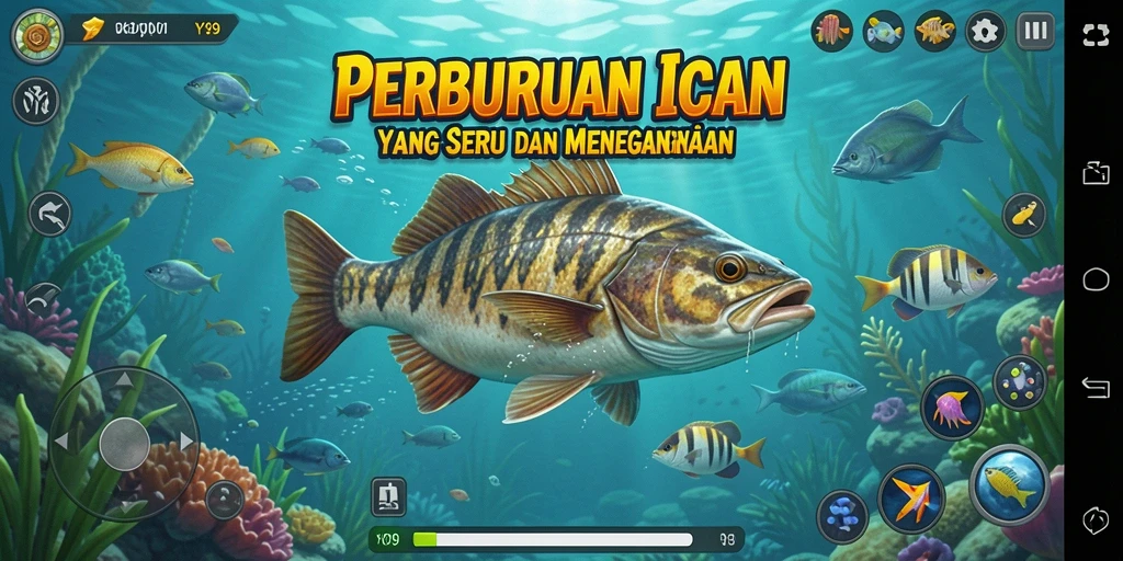 Tampilan layar gameplay Y89 yang mendebarkan dalam perburuan ikan.